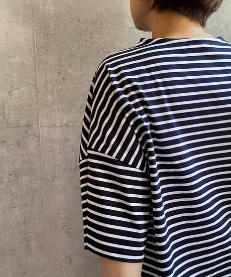 MANON　025  5分袖ボーダーTEE　MidNavy