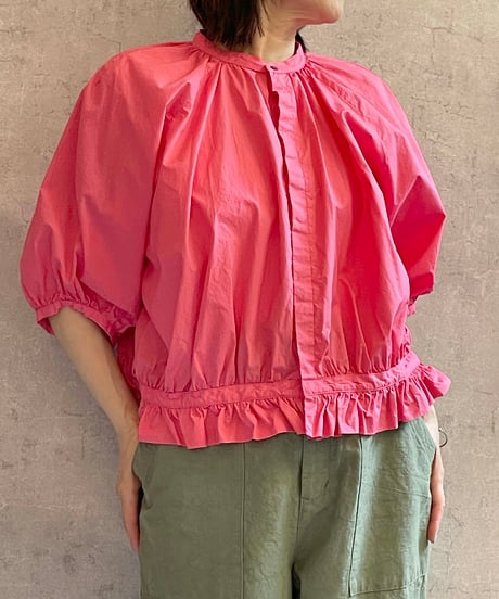 In trace(イントレース）8T004  gyathered shirt pink