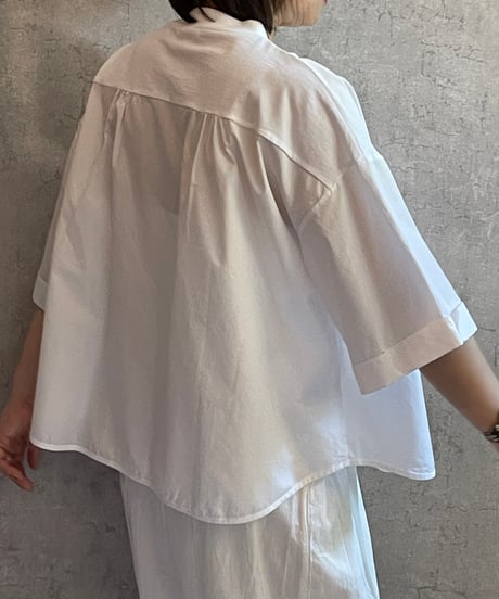 made in Japan   FABRIQUE en planète terre  261-022　コンビネーションモックネック6分袖プルオーバーWHITE