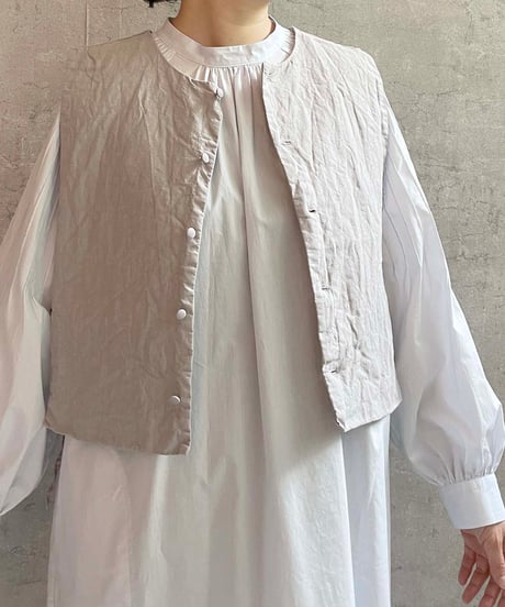 ROBE de PEAU  R232 コットンリネン２WAY ジレ　GREY(グレーベージュ）