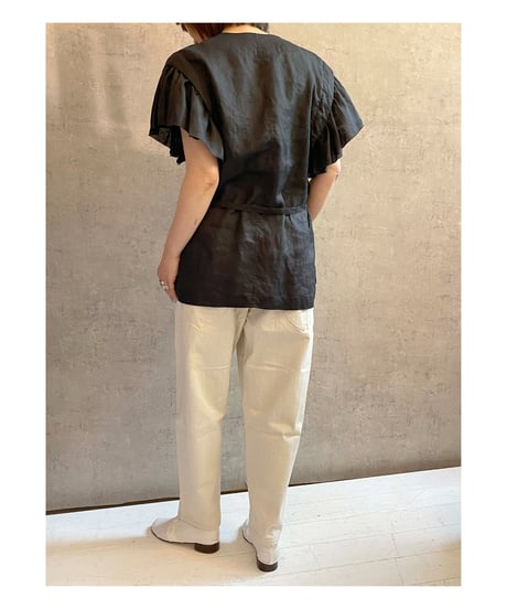 MANON  MNN-SH-314　Vネック２WAYブラウス　BLACK
