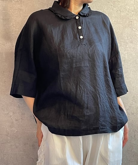 LABORATORY　LA469　ラミーリネンスザンヌプルオーバー　BLACK