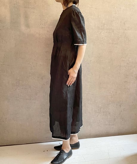 ROBE de PEAU  R362  DAYLIGHT ROBE 麻のワンピース　BLACK