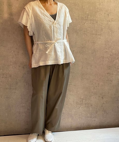 MANON  MNN-SH-314　Vネック２WAYブラウス　WHITE