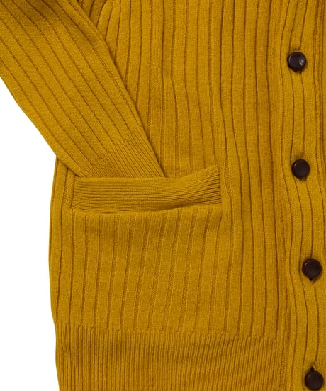 DU TANGO DK-0343 Vネックリブカーディガン MUSTARD