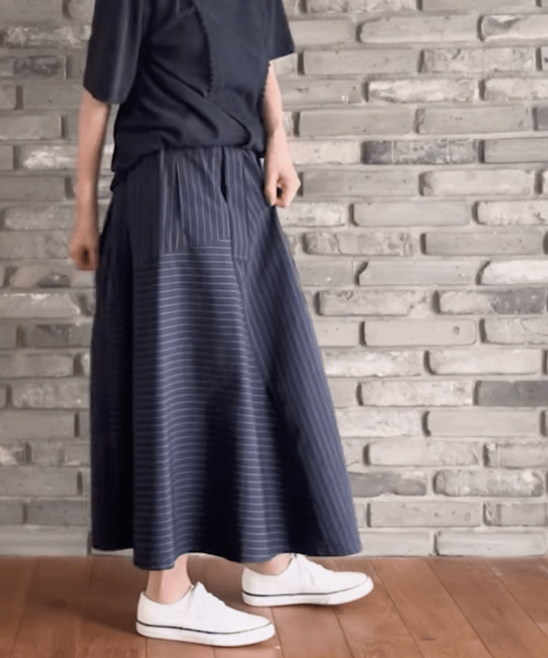 ご予約2025SS DU TANGO DB-0151 パネルストライプスカート NAVY |