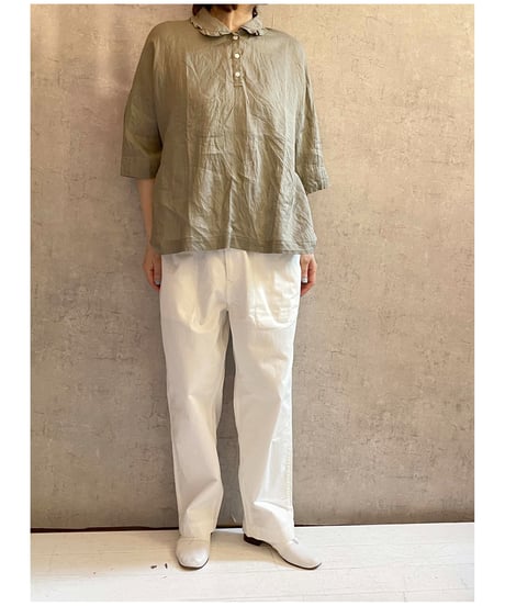 LABORATORY　LA469　ラミーリネンスザンヌプルオーバー　GRAYISH KHAKI