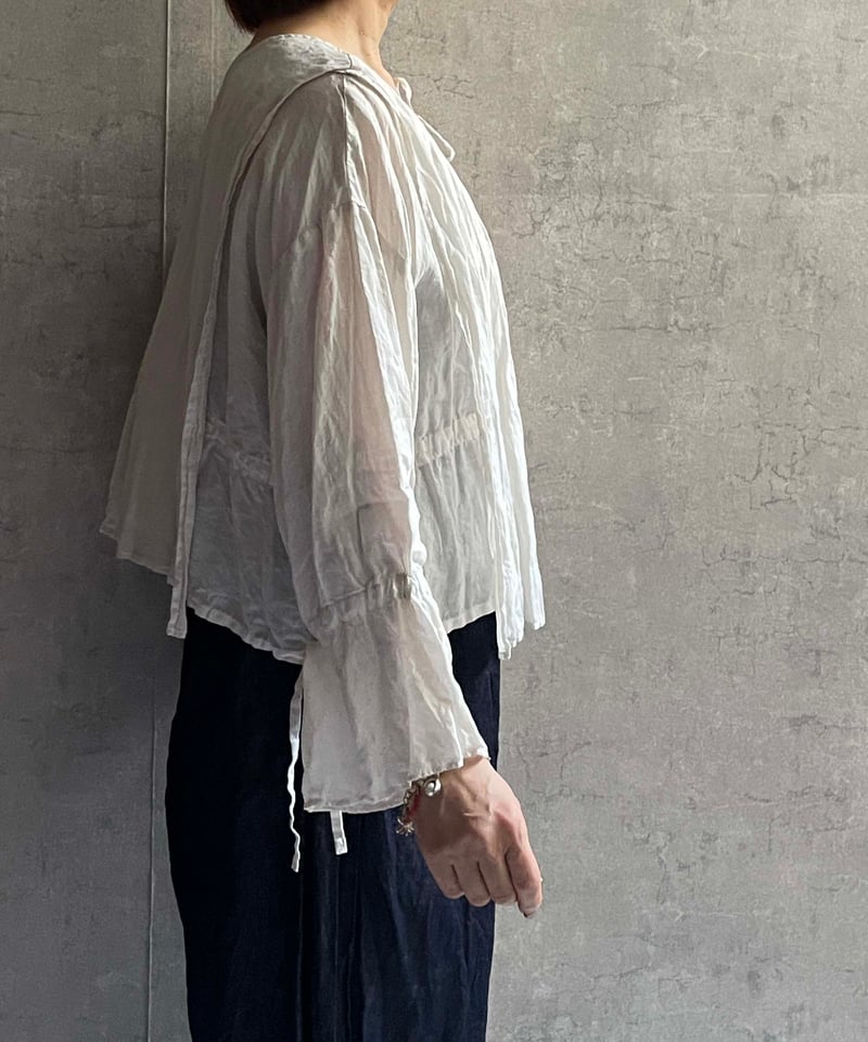 Gauze# ブラウス Gauze# ガーゼ ラミーリネン アンティーク レース フリル 2way