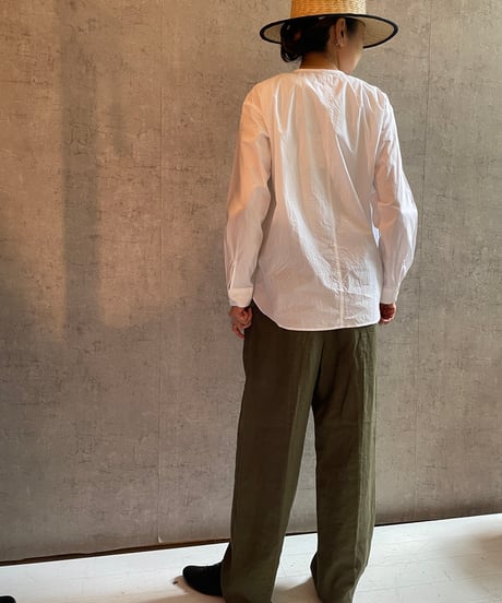 TS-0161 ノーカラーシャツ KHAKI×PINK