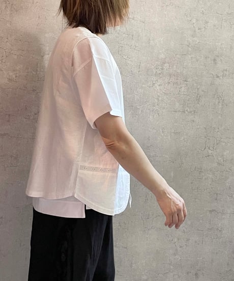 made in Japan   FABRIQUE en planète terre　261-085　綿麻ベスト+レース　ホワイト