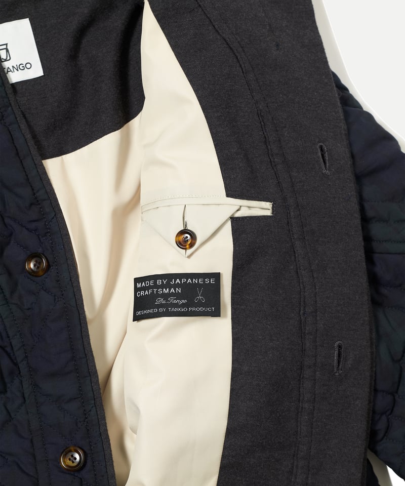 DU TANGO DA-0243 ポリエステルタフタキルティングコート KHAKI BEIGE