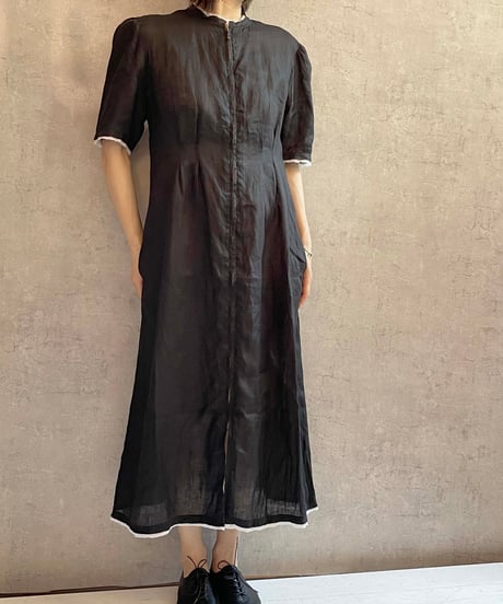 ROBE de PEAU  R362  DAYLIGHT ROBE 麻のワンピース　BLACK