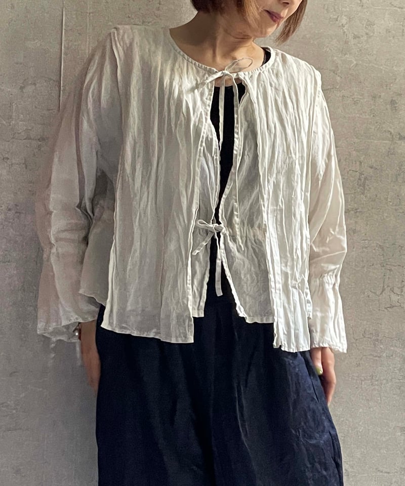 Gauze# ブラウス Gauze# ガーゼ ラミーリネン アンティーク レース フリル 2way