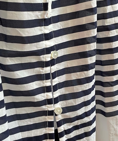 made in Japan　LABORATORY　LA470　バスクボーダー2WAYブラウス　WHITE×NAVY
