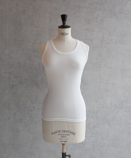 FABRIQUE en planète terre 　221-041　リブUネックタンク　WHITE