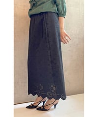 ROBE de PEAU　R292 　ORGANIC COTTON LACE SKIRT　BLACK