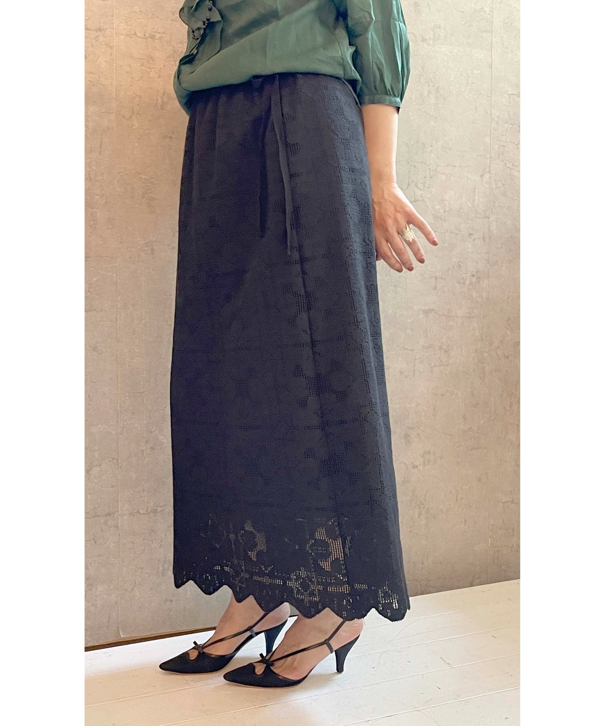 épine lace cotton panierスカート épine - epine cotton lace panier whiteの通販 by にゃん