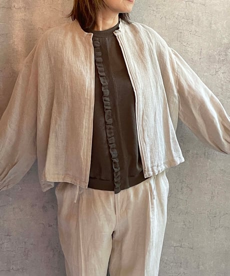 made in japan　Hands of creation  1620628　ワッシャークロスジップアップオーバーブラウス　ベージュ