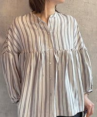 made in Japan   FABRIQUE en planète terre  261-107　マルチストライプ9部袖ギャザーストライプ