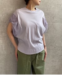 ★Lallia Mu　2412582 袖チュールデザインTEE　ラベンダー