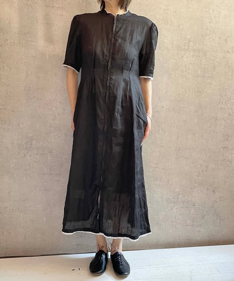 ROBE de PEAU  R362  DAYLIGHT ROBE 麻のワンピース　BLACK