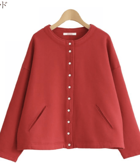 made in Japan   FABRIQUE en planète terre  262-104  oversize snap cardigan　RED