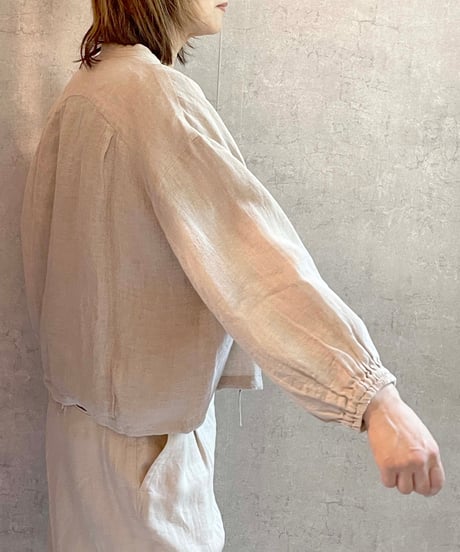 made in japan　Hands of creation  1620628　ワッシャークロスジップアップオーバーブラウス　ベージュ