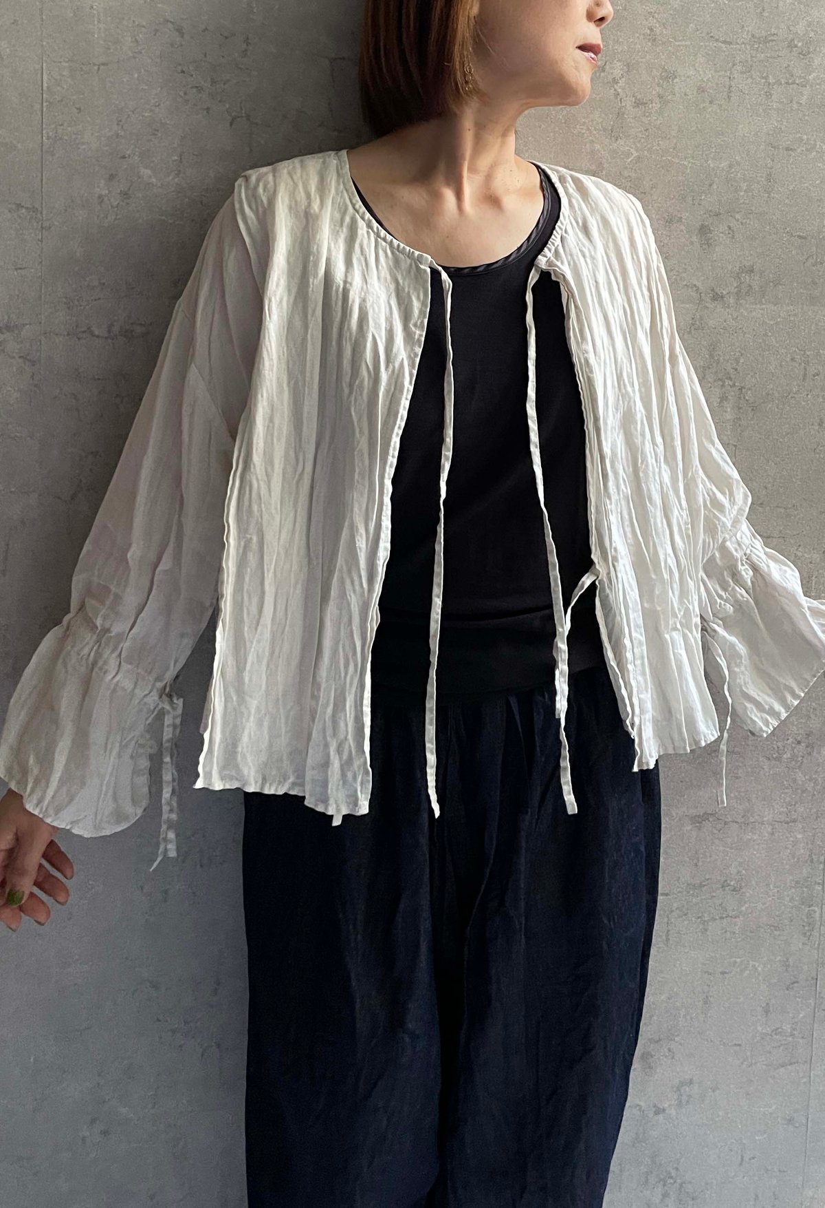R　クロスシューズ＋gauze♯ブラウス Gauze# G1106 キュリアス2WAYブラウス FADE GREY | Le8ème ル