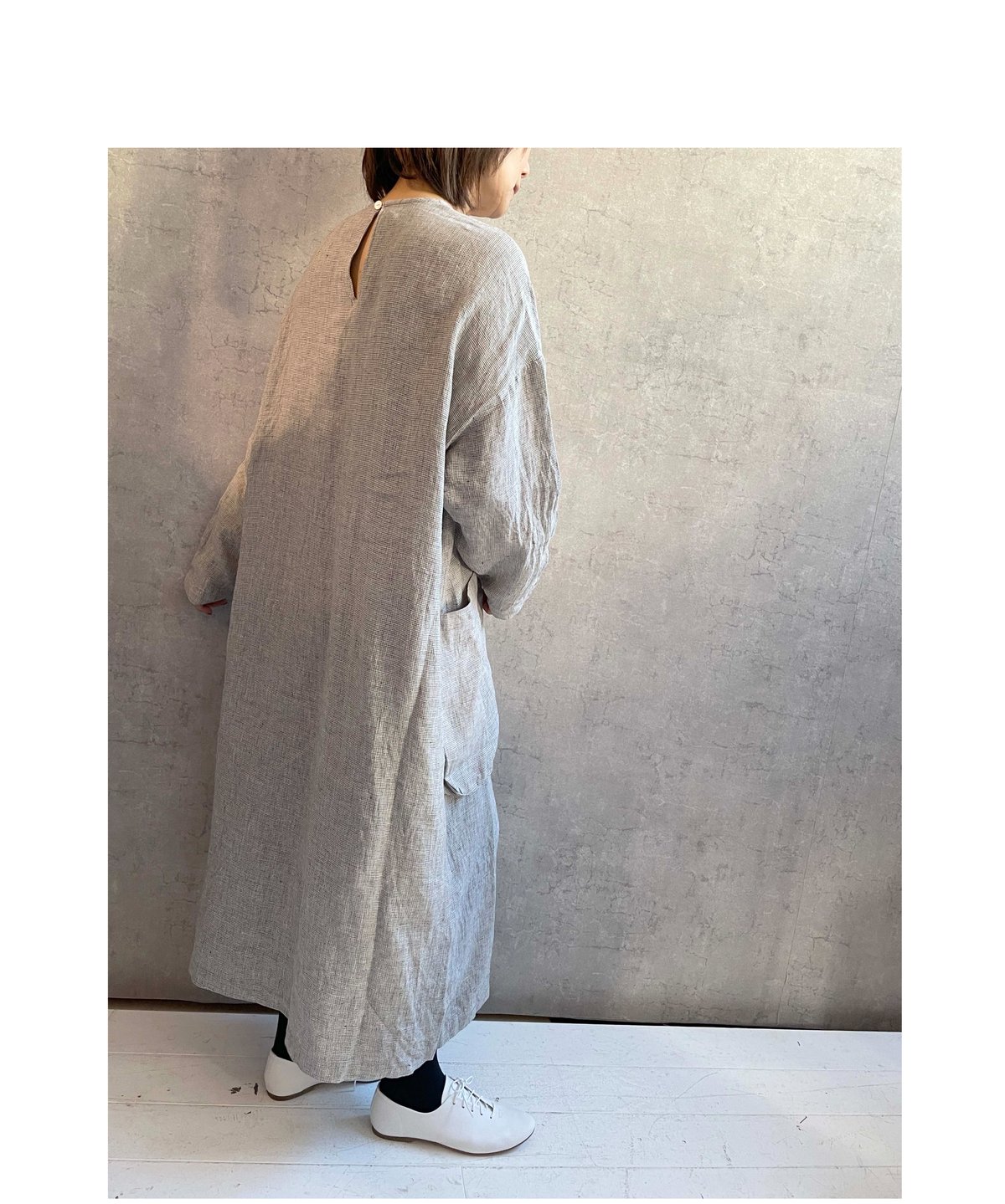 LABORATORY LA452 リネンバーズアイビッグポケットアーバンワンピース