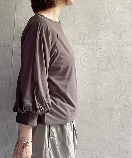 Gauze# G1087　スリーブキュリアスプルオーバー　BROWN KHAKI　(maide in japan)
