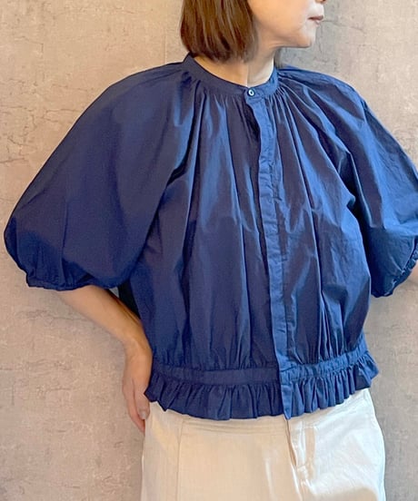 In trace(イントレース）8T004  gyathered shirt ブルー