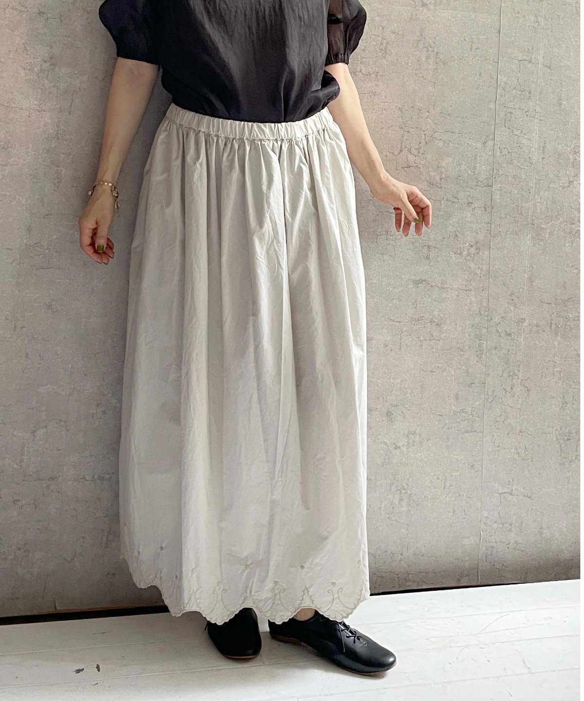 Gauze# G1063 スカラップレースギャザースカート | Le8ème ルイチェム