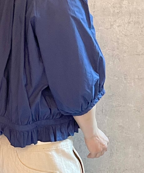 In trace(イントレース）8T004  gyathered shirt ブルー