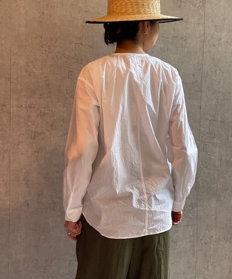 TS-0161 ノーカラーシャツ KHAKI×PINK