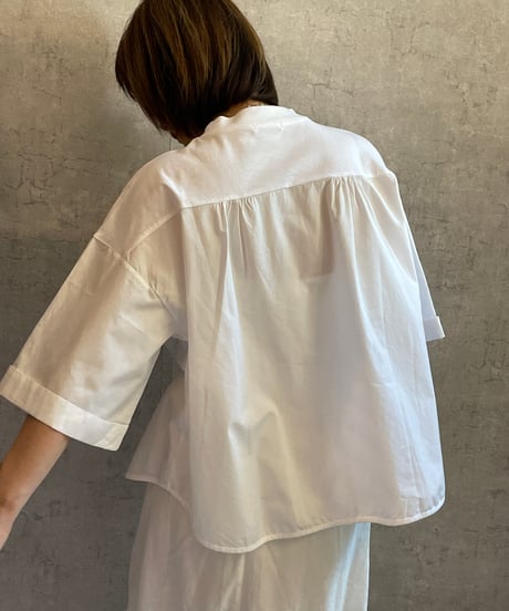 made in Japan   FABRIQUE en planète terre  261-022　コンビネーションモックネック6分袖プルオーバーWHITE