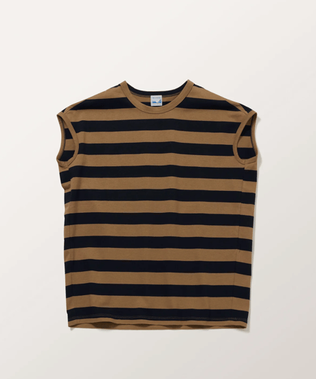 TC-0561　ボーダーフレンチスリーブトップ　Bage×Navy / Grey×Navy