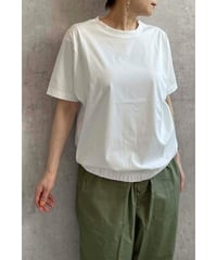 IKITSUKE 　111-88301 ギャザー5部袖TEE ホワイト