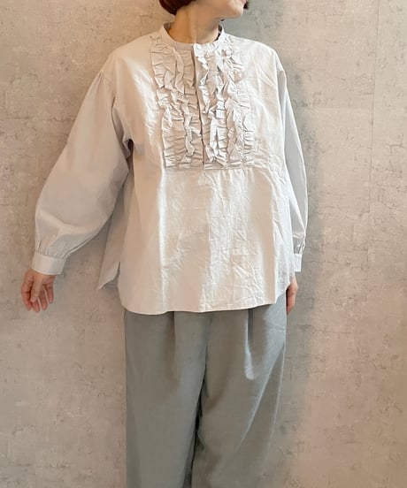 Gauze#  G1011  ヴィヴィアンブラウス ライトグレー