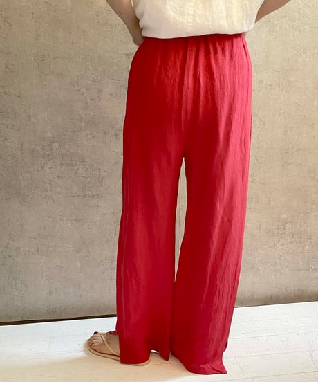 made in Japan　MANON  MNN-PT-166　レーヨンリネン スリットイージーパンツ　レッド