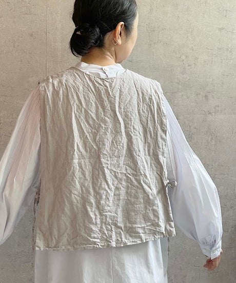 ROBE de PEAU  R232 コットンリネン２WAY ジレ　GREY(グレーベージュ）