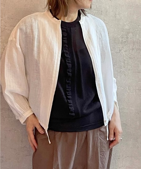 made in japan　Hands of creation  1620628　ワッシャークロスジップアップオーバーブラウス　オフホワイト