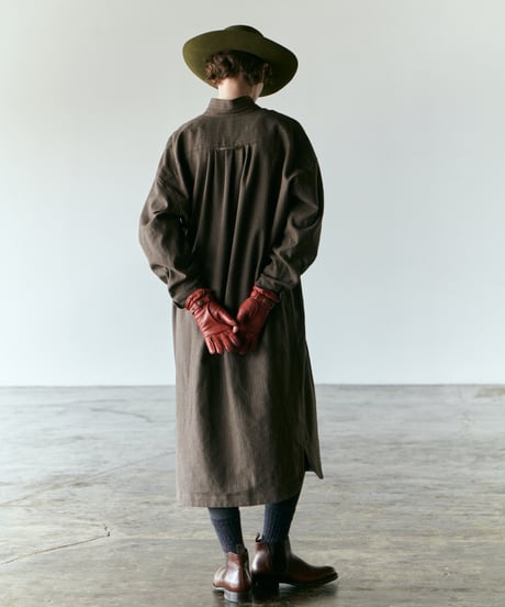 DO-0163　フランネルワンピース　  BROWN