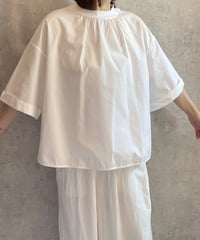 made in Japan   FABRIQUE en planète terre  261-022　コンビネーションモックネック6分袖プルオーバーWHITE
