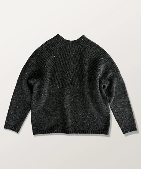DK-0263　ネップニットボトルネックセーター　  CHARCOAL