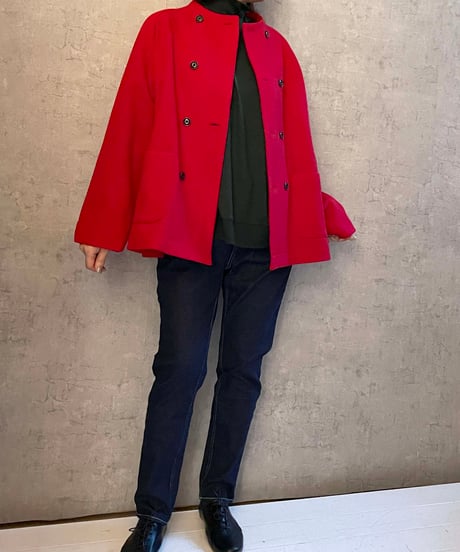 FABRIQUE en planète terre 　242-072　ダブルボタンコート 　RED