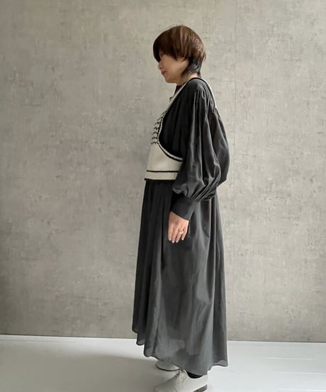５ème　A024　 ギャザーチュニックワンピース　 ブラック