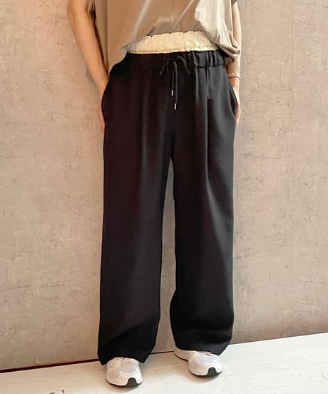 MANON MNN-PT-142 レイヤードパンツ　　ブラック