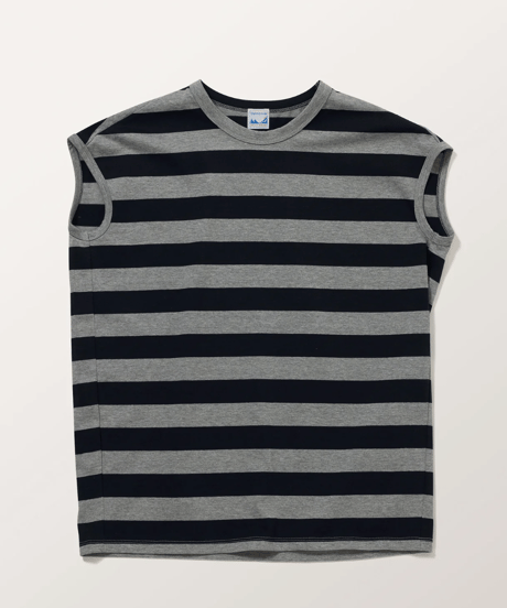 TC-0561　ボーダーフレンチスリーブトップ　Bage×Navy / Grey×Navy