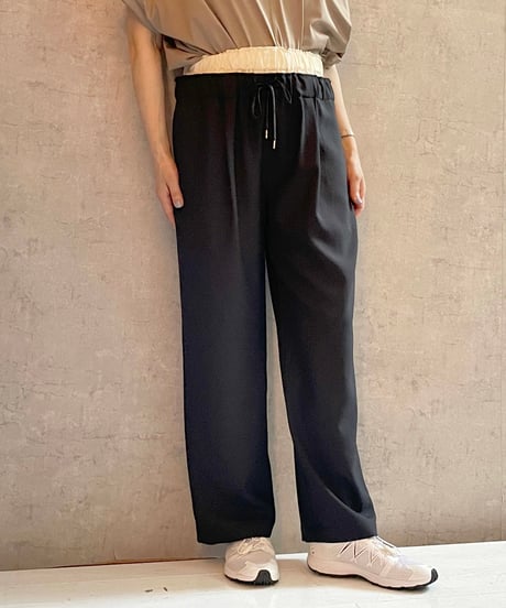 MANON MNN-PT-142 レイヤードパンツ　　ブラック