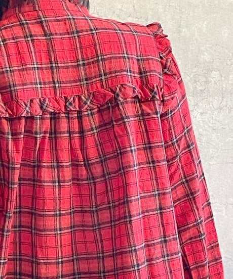 OUVERT　2540620　WOOL チェックシャツブラウス　RED